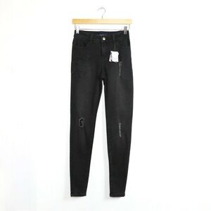 Liquid X skinny black jeans distressed high-waist Juniors 1 Womens XXS 0 stretch
